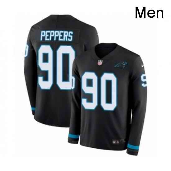 Mens Nike Carolina Panthers 90 Julius Peppers Limited Black Therma Long Sleeve NFL Jersey